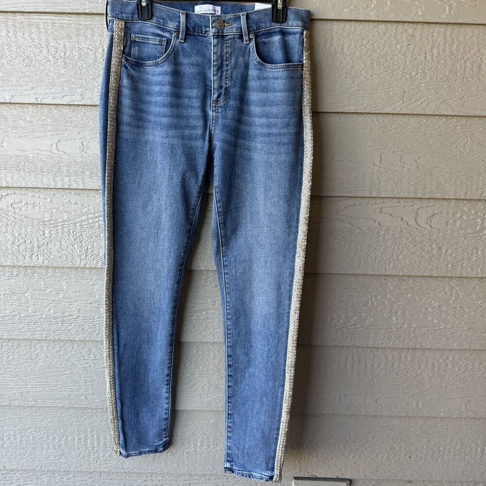 Made & Loved Loft Skinny Jeans Women's 29 Beaded Denim Retro glam Casual Chic